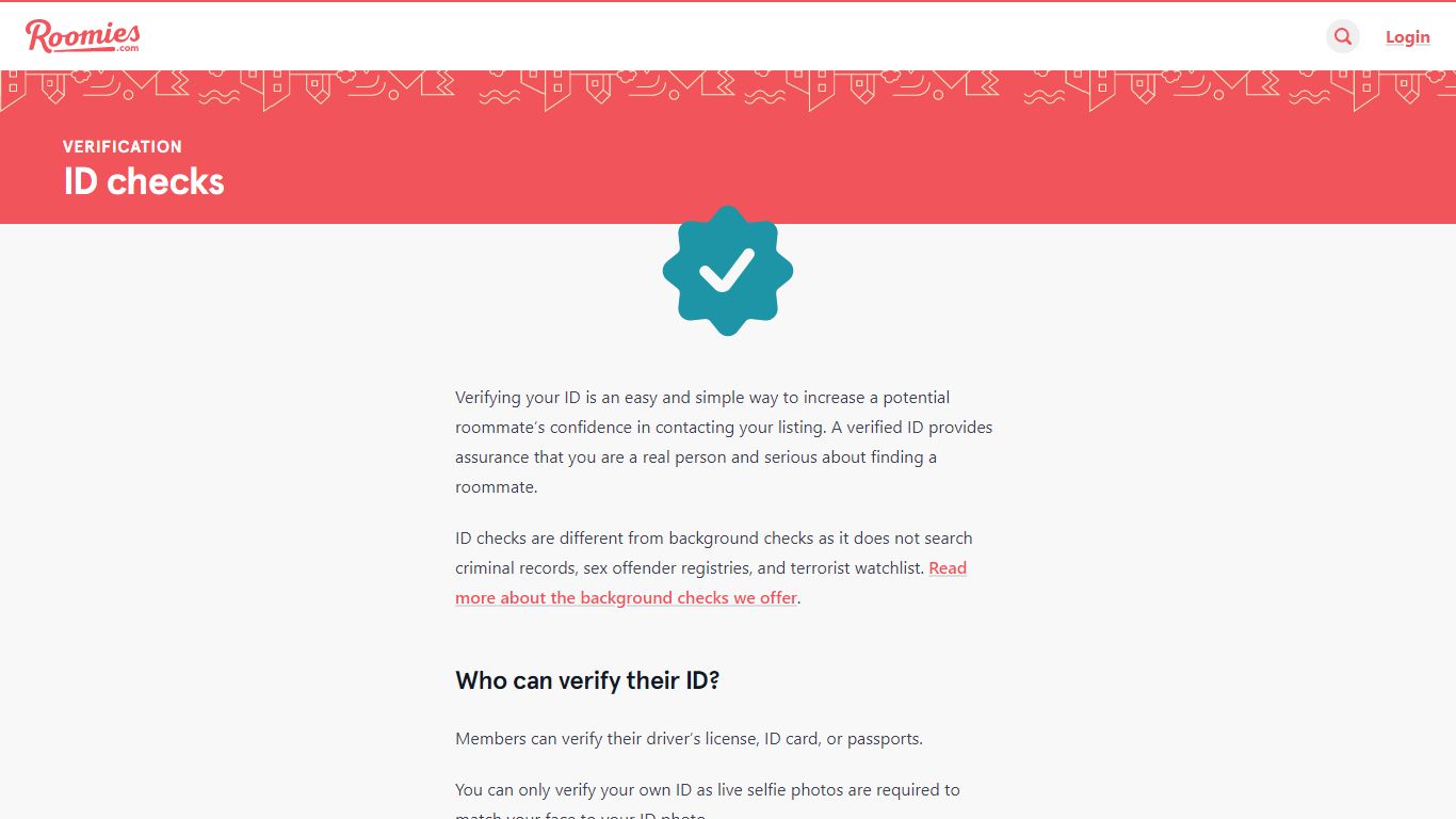ID checks | Roomies.com